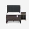 Cama Europea Rosen 1,5 Plazas New Style 4 + Respaldo + Velador Grafito