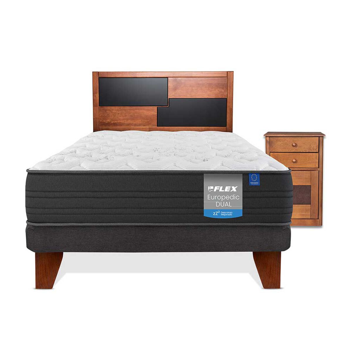 Cama Europea Flex 1.5 Plazas Europedic Dual + Set Colonia