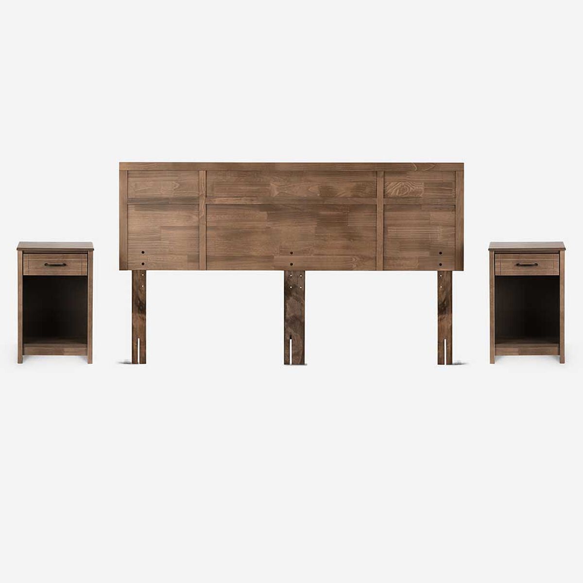 Cama Europea Rosen Base Dividida King Pratta + Respaldo + 2 Veladores Robin