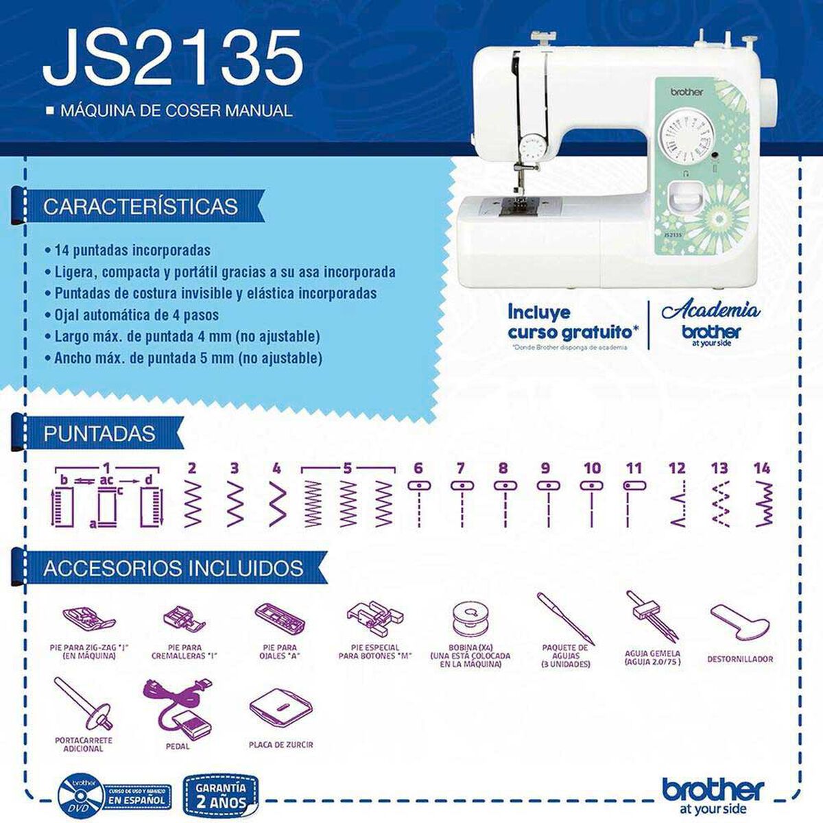 M&aacute;quina de Coser y Remendar Brother JS2135