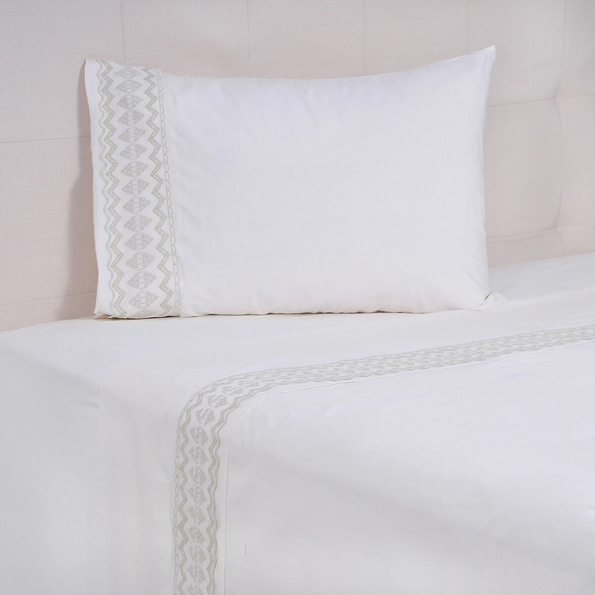Sábana Mashini Pure 144 Hilos 1,5 Plazas Matilde Beige