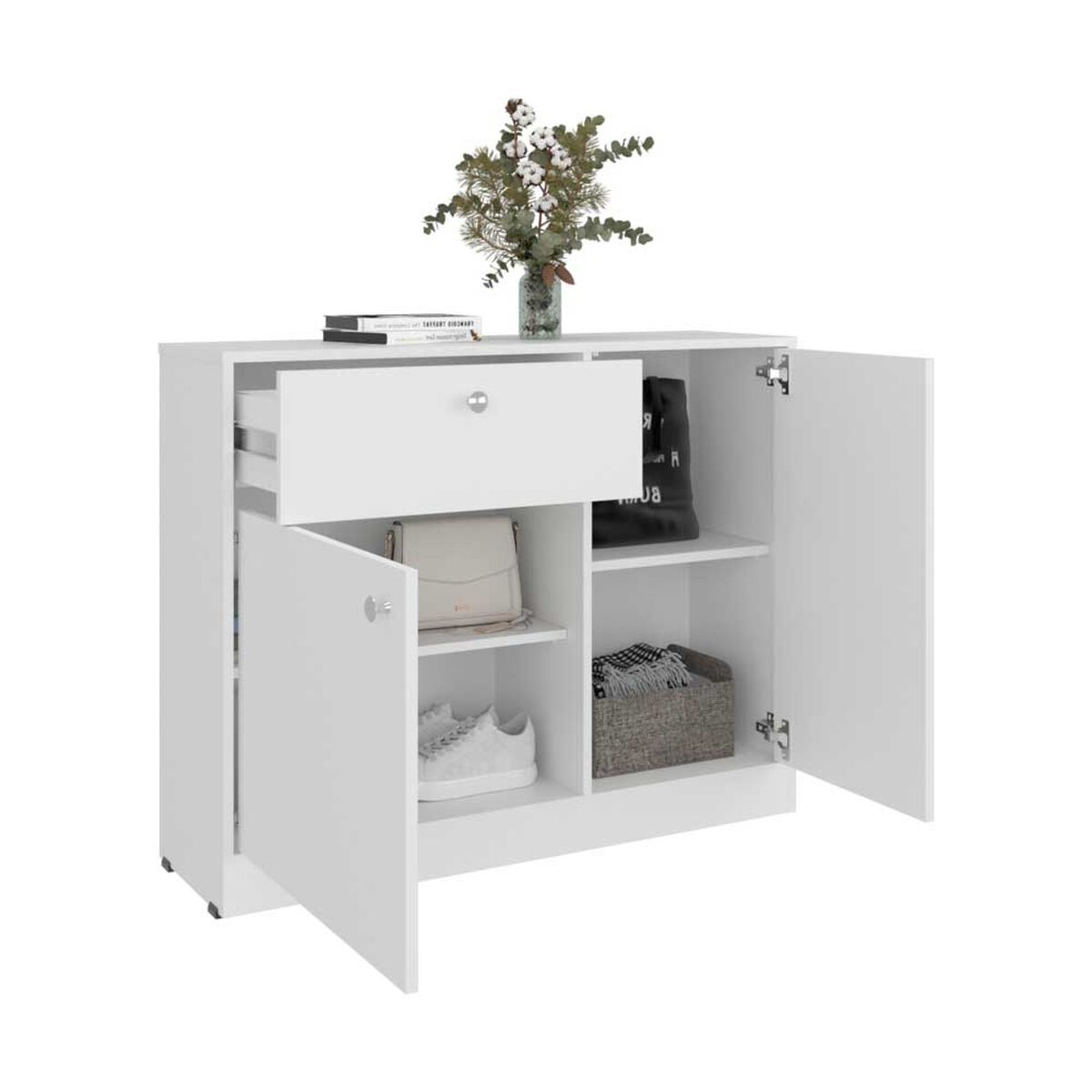 Comoda Praga 1 Cajon 2 Puertas Blanco 80X100X30,2 Cm