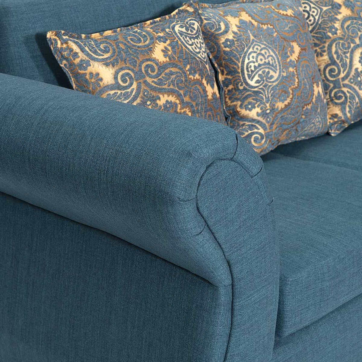 Sofá Seccional Derecho Essenza New Isabella Tela Catania Chaise longue + Sofá 2 Cuerpos Turquesa