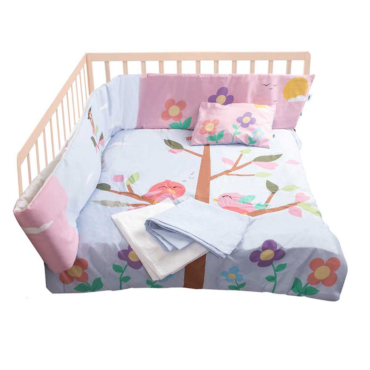 Set Cuna 5 Piezas Pajarito Rosado Bebesit