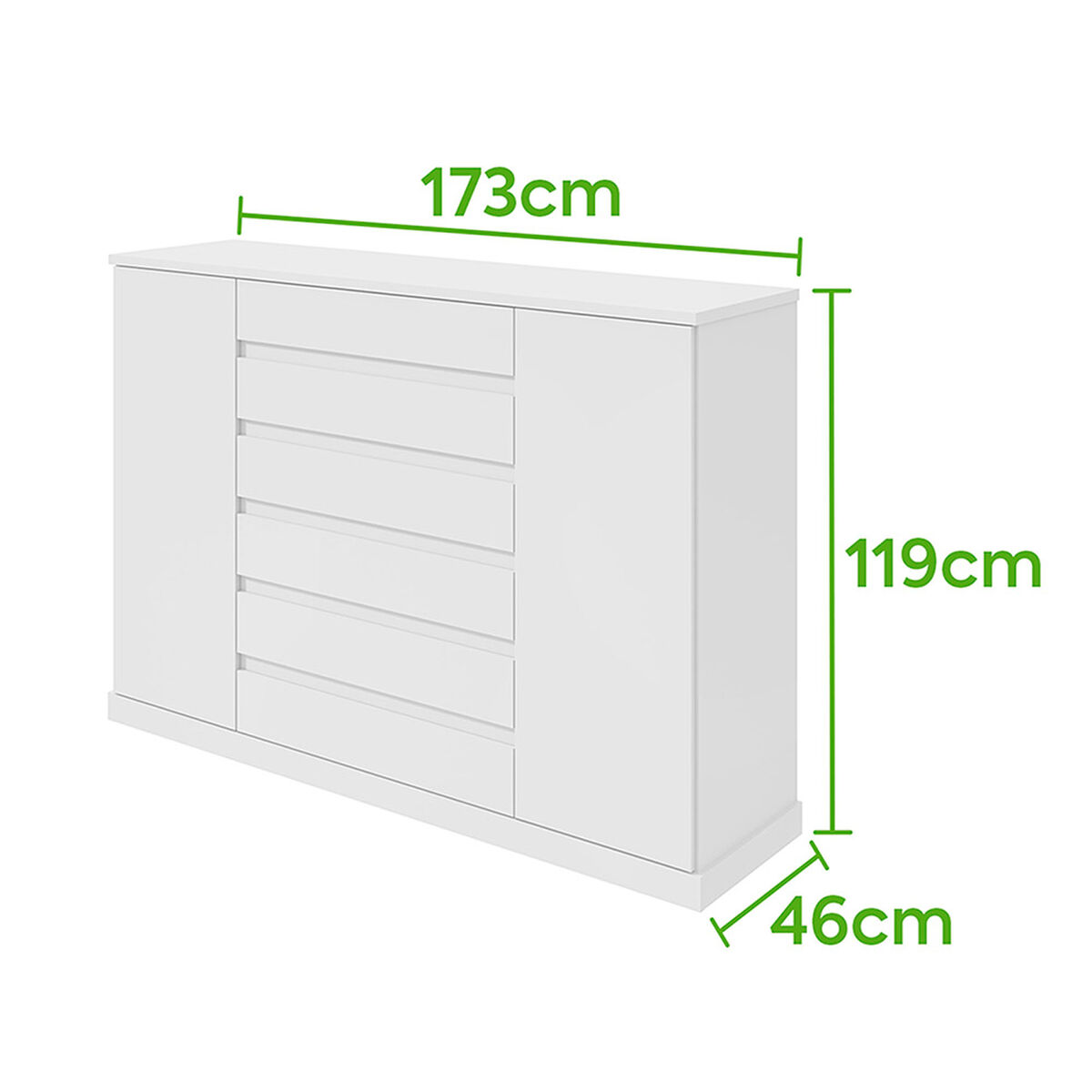 C&oacute;moda Di Poretti Design Vedra 7 Cajones 2 Puertas Blanco