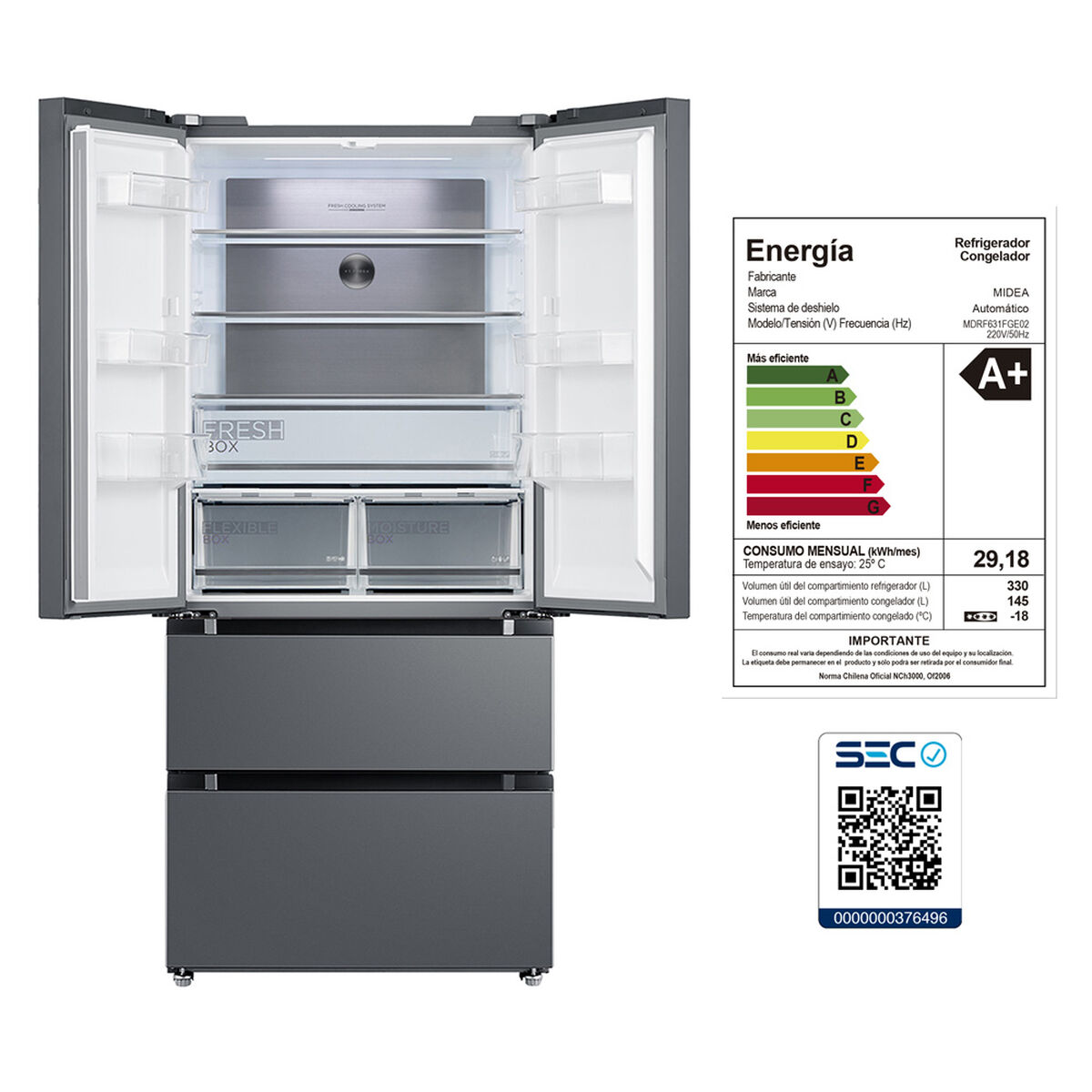 Refrigerador No Frost Midea MDRF631FGE02 475 lts