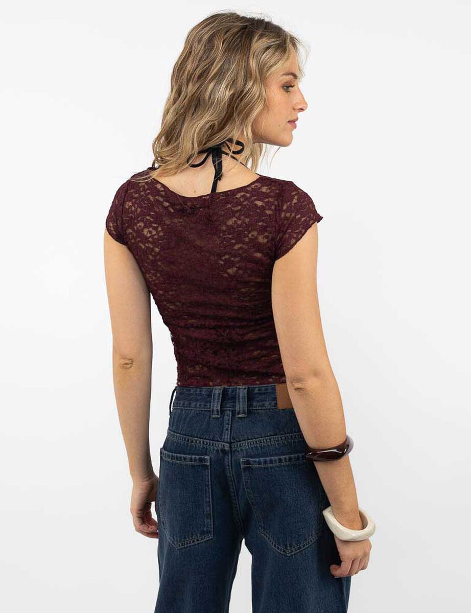 Polera Encaje Manga Corta Mujer Icono