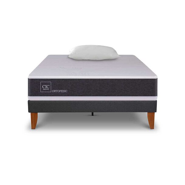 Cama Europea CIC 1,5 Plazas New Ortopedic + Almohada Viscoelástica