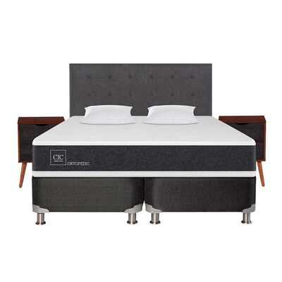 Imagen 1 del producto Box Spring CIC 2 plazas New Ortopedic + Respaldo + Velador + Almohada Eufrates