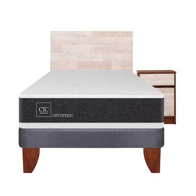 Cama Europea CIC 1,5 Plazas Ortopedic + Respaldo + Velador