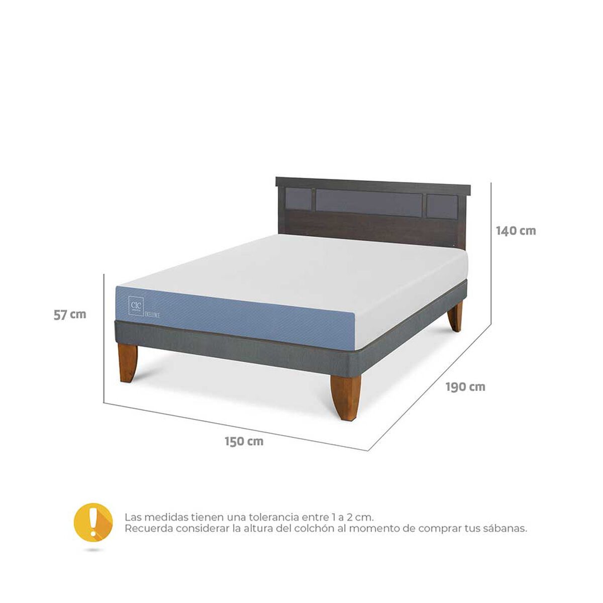 Cama Europea CIC 2 Plazas Excellence + Respaldo Dublin