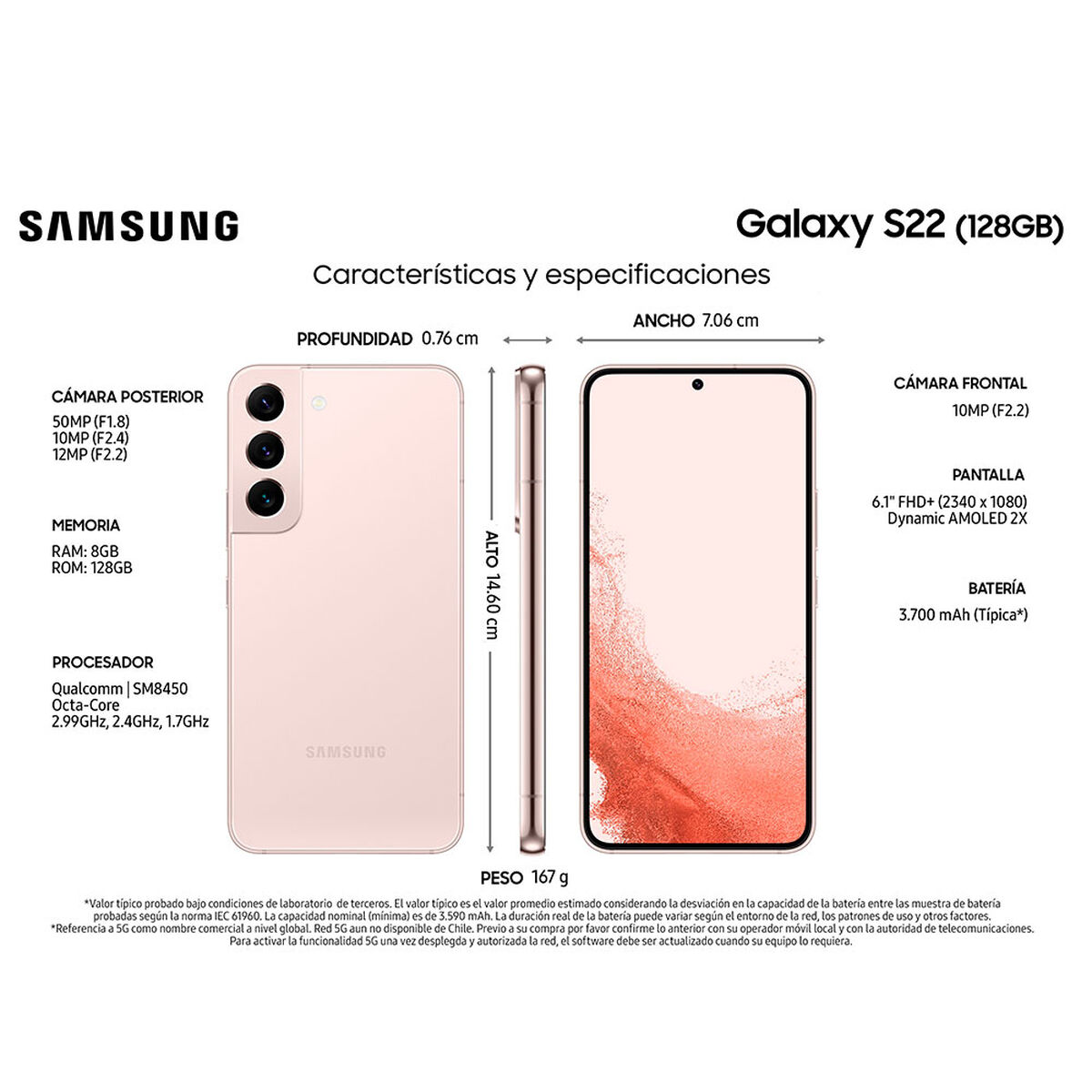 Celular Samsung Galaxy S22 128GB 6,1" Pink Gold Liberado