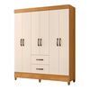 Combo Cl&oacute;set 6 Puertas 2 Cajones + C&oacute;moda 4 Cajones Vekkahome Mobi Beige