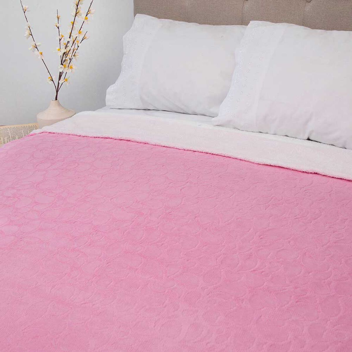 Frazada Poliéster Doral 2 Plazas Deluxe Rosado