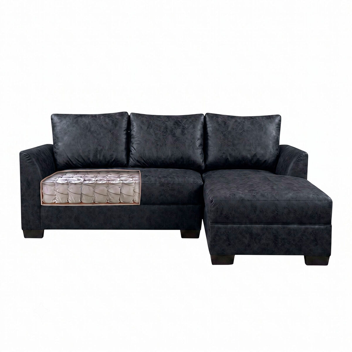 Seccional Derecho Muebles MPR Denver 4 Cuerpos Negro