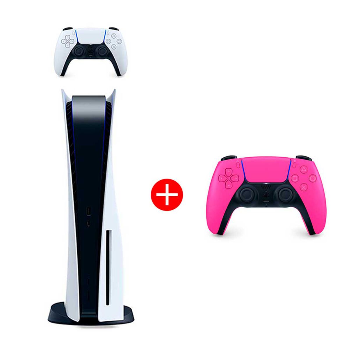 Combo Consola Sony PlayStation 5 con Disco + Control Inalámbrico Sony PS5 DualSense Nova Pink