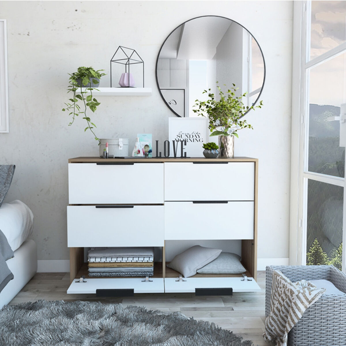 Cómoda TuHome Kaia 4 Cajones Miel/Blanco