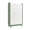 Cl&oacute;set Infantil Roca 3 Puertas 2 Cajones Blanco Verde