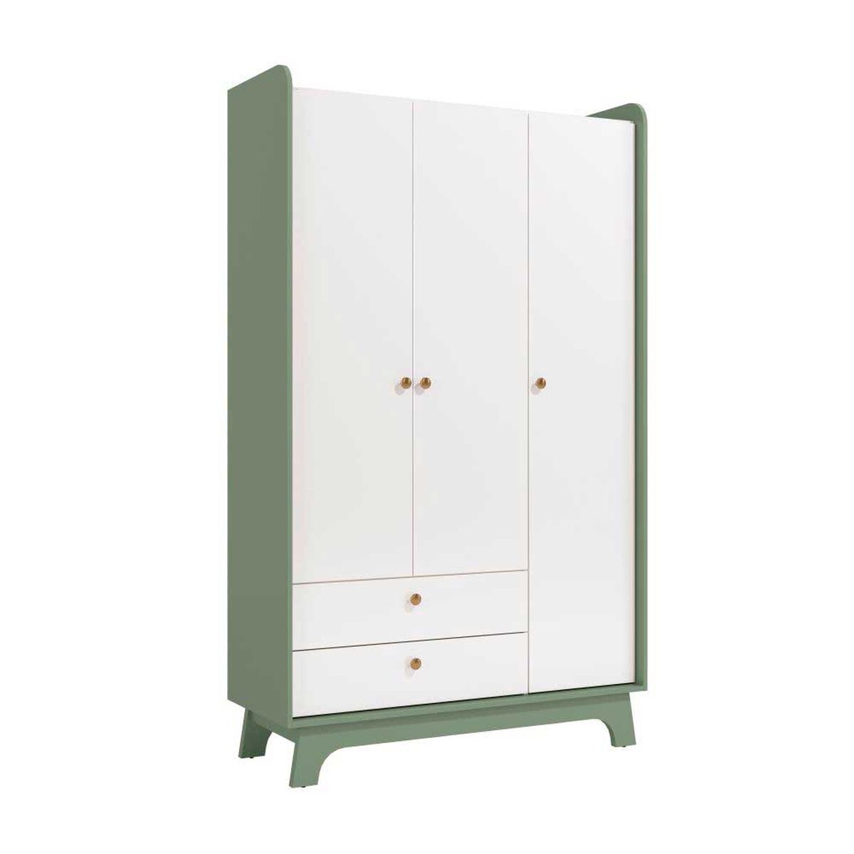 Cl&oacute;set Infantil Roca 3 Puertas 2 Cajones Blanco Verde
