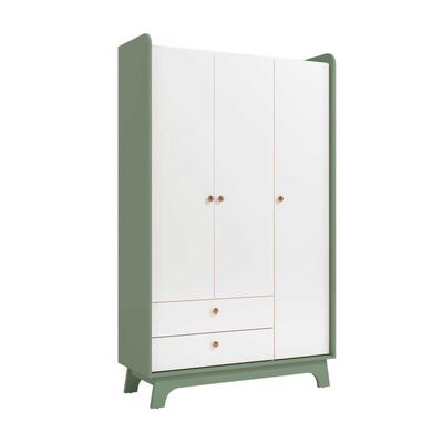 Cl&oacute;set Infantil Roca 3 Puertas 2 Cajones Blanco Verde