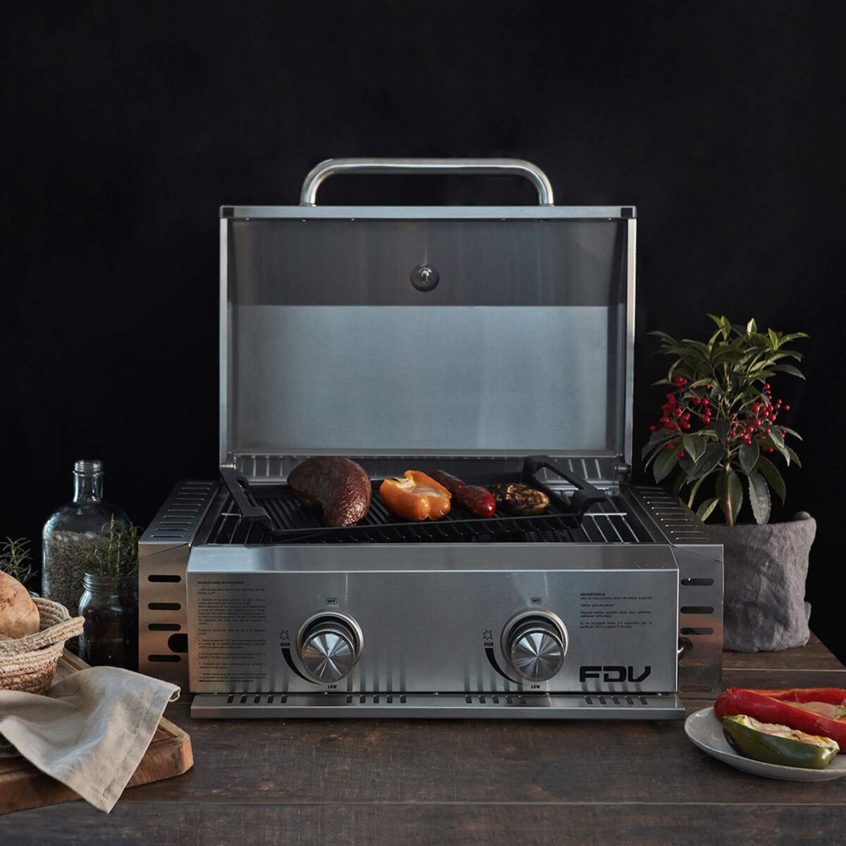 Parrilla a Gas FDV 2Quemadores GLP Acero Inoxidable