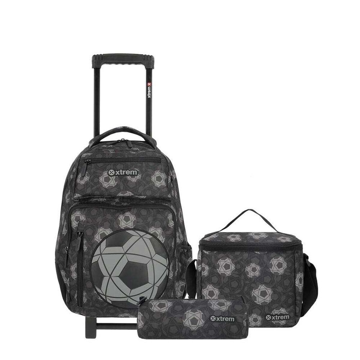 Pack Mochila con ruedas Xtrem Run 5XT F&uacute;tbol Negro