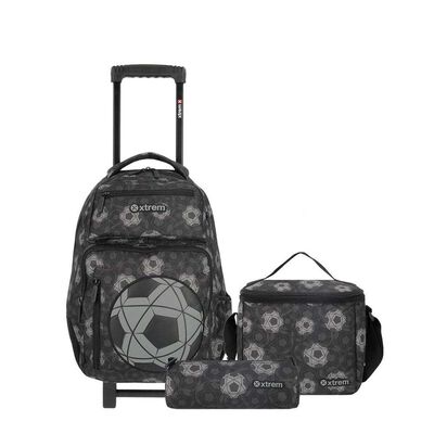 Pack Mochila con ruedas Xtrem Run 5XT F&uacute;tbol Negro