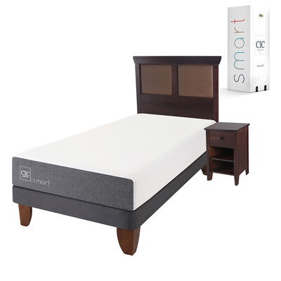 Imagen 2 del producto Cama Europea CIC 1,5 Plazas Smart + Respaldo + Velador New Torino Chocolate