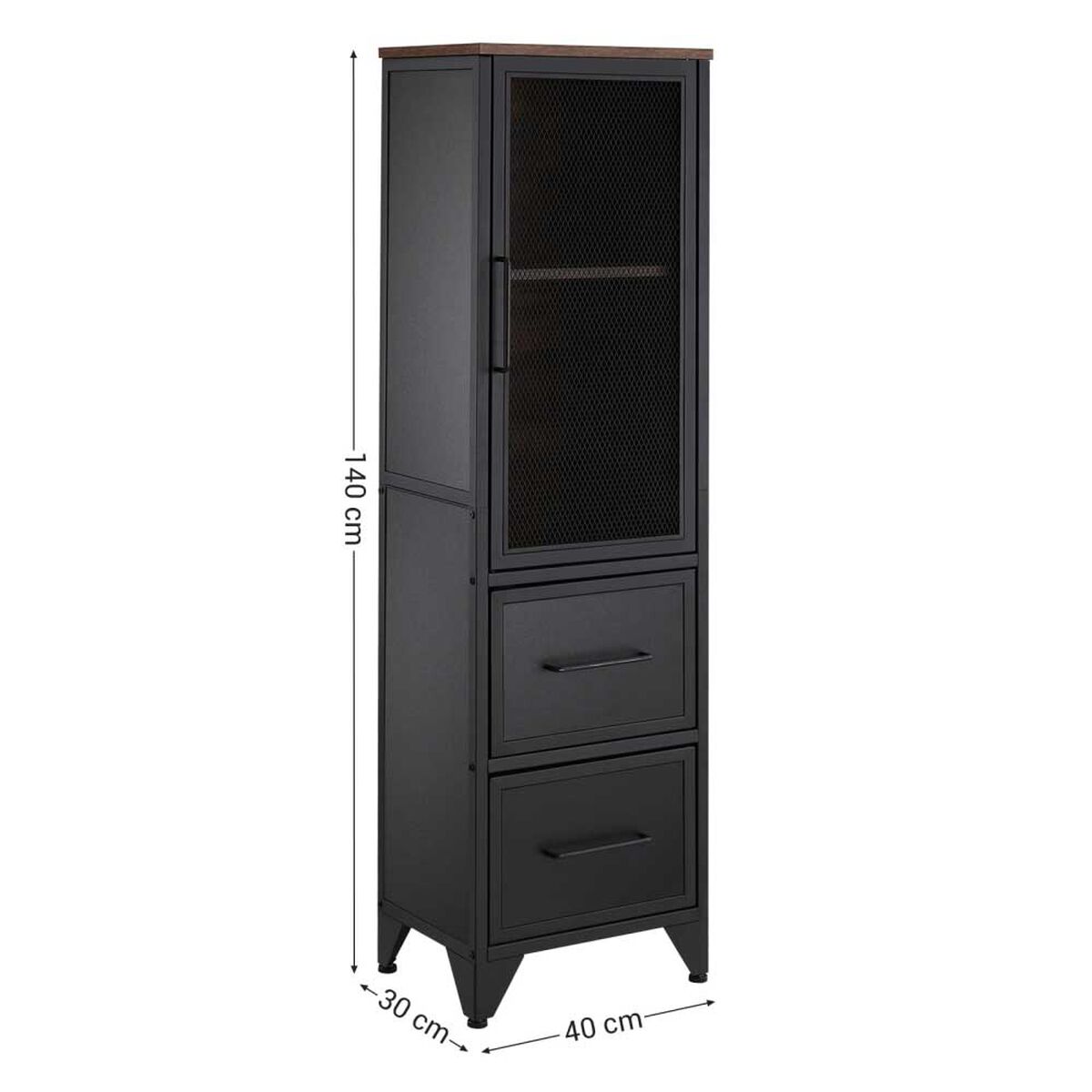 Biblioteca Fm Furniture Vintage Metalwood Collection Marrón Rústico Negro