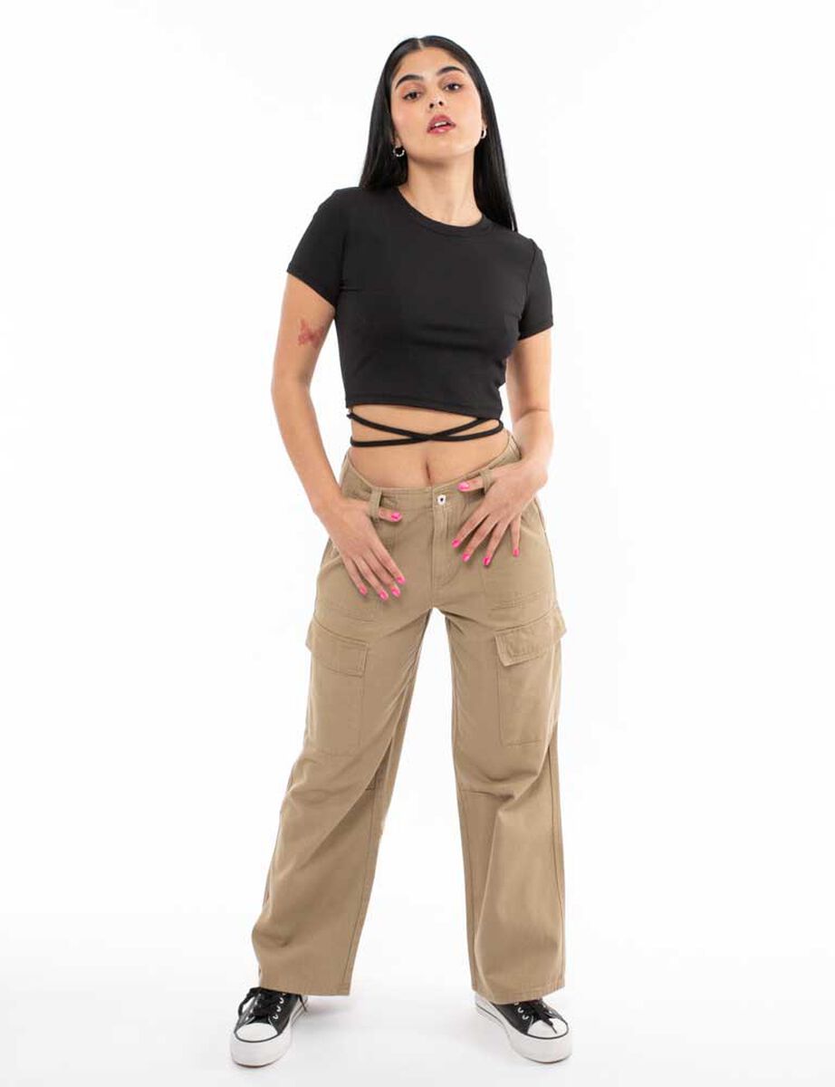 Polera Crop Manga Corta Escote Espalda Mujer Icono