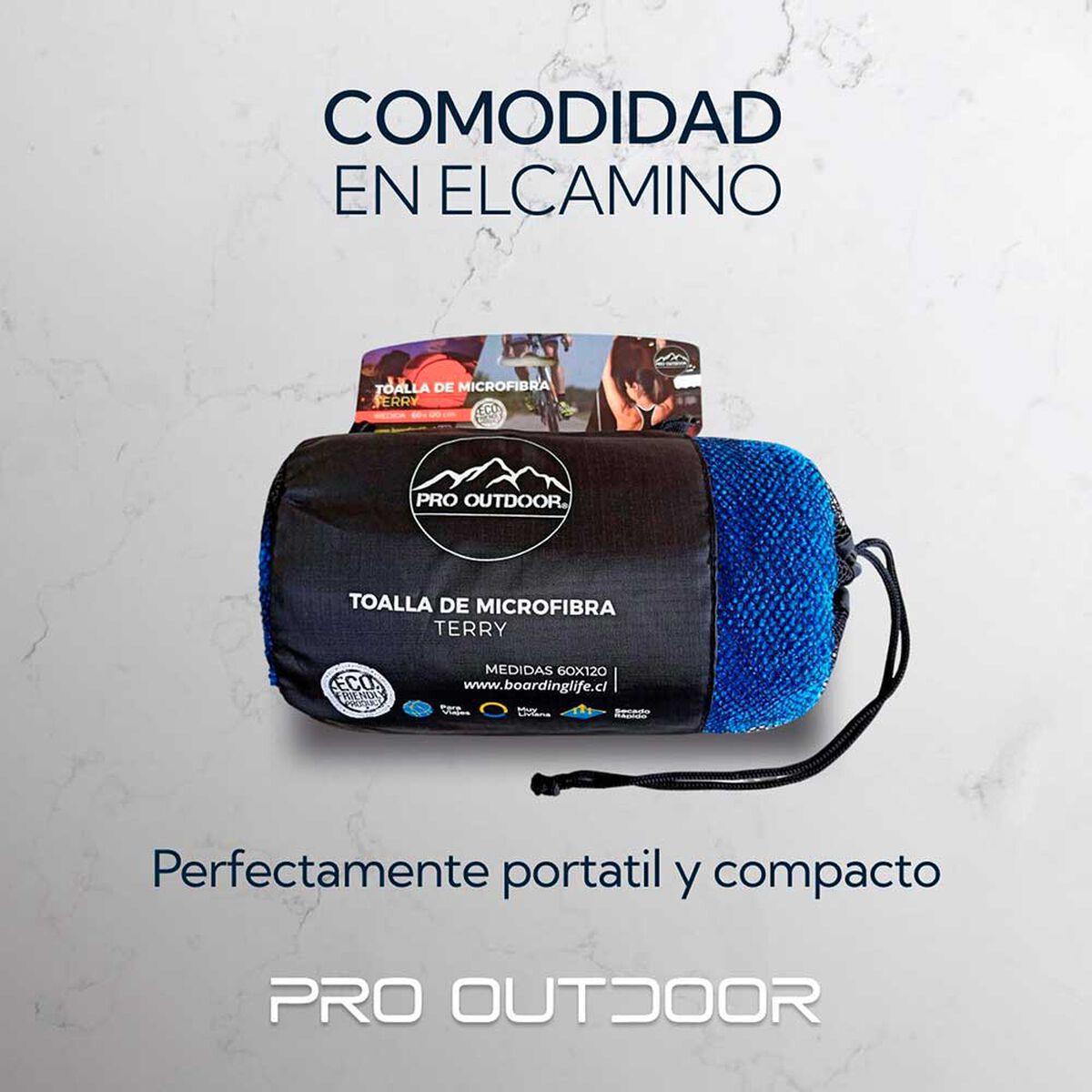Pack 2 Toallas Microfibra Terry Azul Pro Outdoor