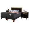 Combo Cama Europea Flex Base Dividida 2 Plazas Black + Respaldo + 2 Veladores Dreams Treliza Negro + Pack Almohadas Celta Imperial Soft