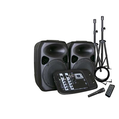 Combo Audio 2 Parlantes Minicomponente + 2 Atriles + Amplificador + Micrófono Inalámbrico Hyundai