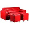 Juego de Living Bodevir Vivo PU 12 3 Cuerpos + Dos Pouf 1 Cuerpo Rojo
