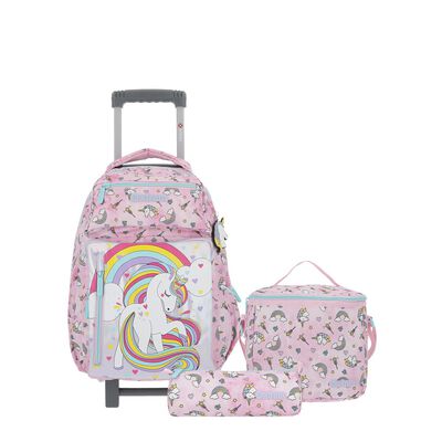 Pack Mochila Con Ruedas Niña New Run Rosado M Xtrem