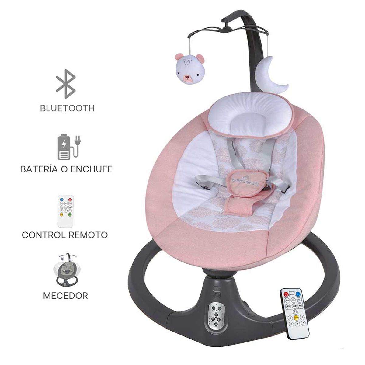Silla Nido Bouncer Mecedora Baby Swing Rosada Bebesit