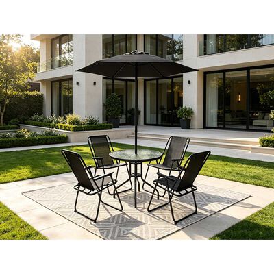 Juego de Comedor Terraza Casanova 4 Sillas Negro