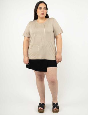 Imagen 2 del producto Polera Con Estampado Manga Corta Mujer Extralindas Azul, Beige, Blanco, Crudo, Morado