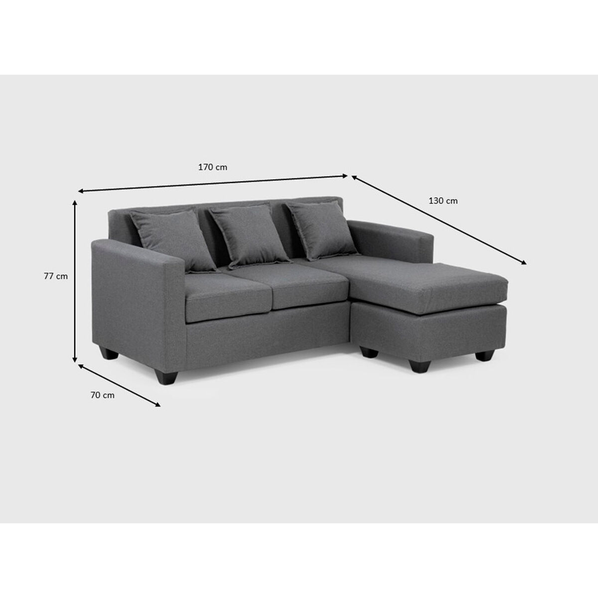 Seccional Muebles MPR Charlotte 4 Cuerpos Gris