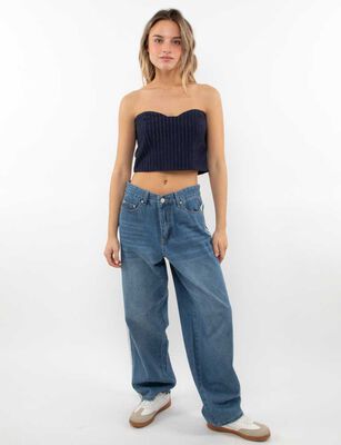 Imagen 2 del producto Polera Crop Strapless Sastrera Mujer Icono Navy