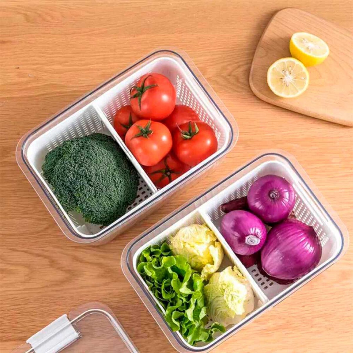 Caja Organizadora Refrigerador con Cesta Grande Simplit