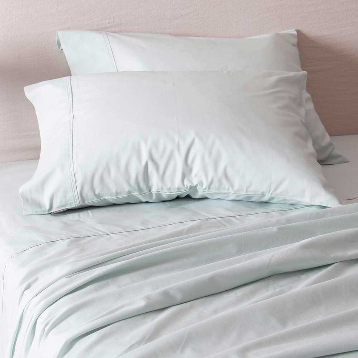 Juego de S&aacute;banas SoHome 180 Hilos 2 Plazas Liso Celeste