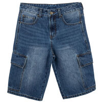 Short de Algodón Niño Cutback Denim, Gris