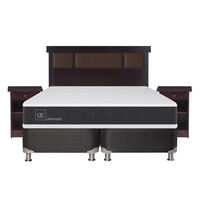 Box Spring CIC Base Dividida 2 Plazas New Ortopedic + Respaldo + 2 Veladores New Dublin