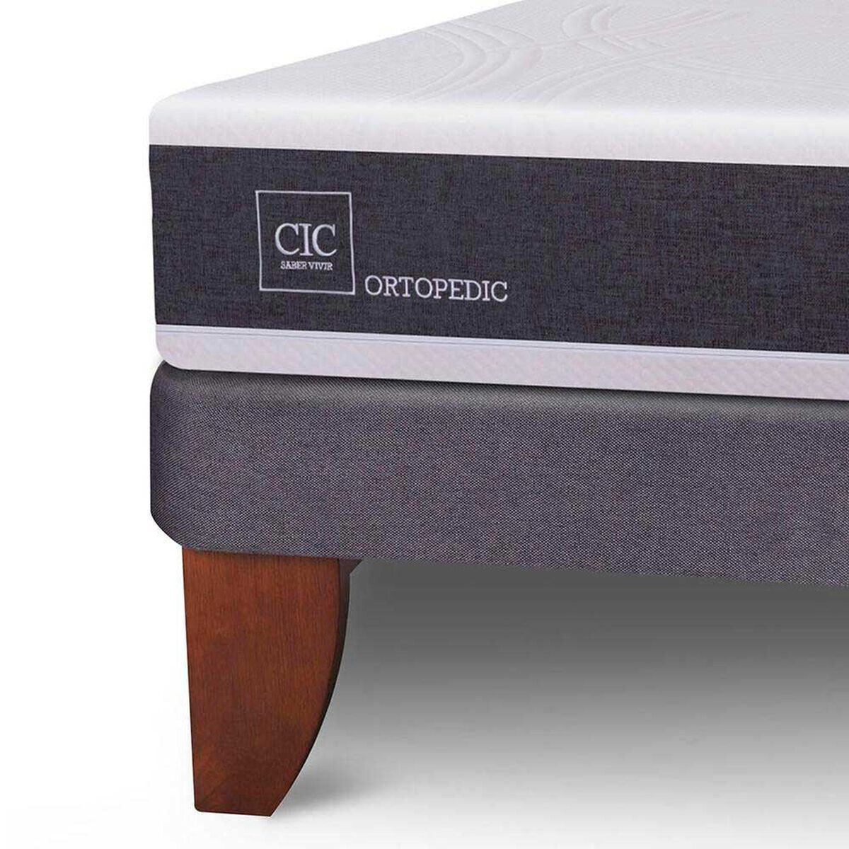 Cama Europea CIC 2 Plazas New Ortopedic + 2 Veladores Niger