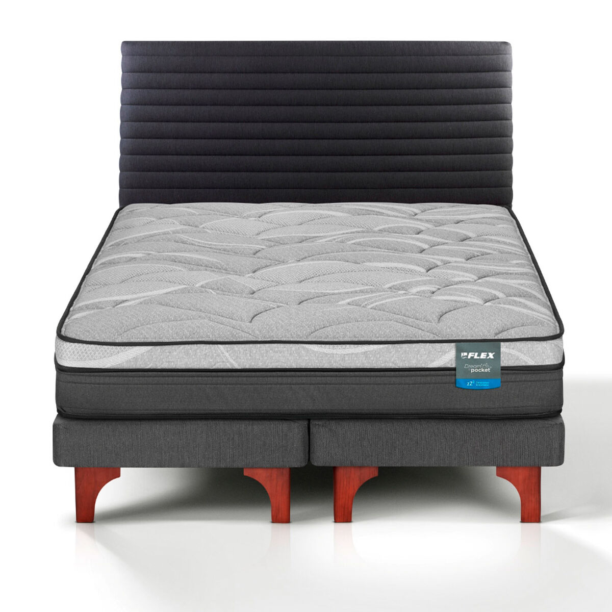 Cama Europea Flex 2 Plazas Dream Pocket Box B/D + Respaldo Modern