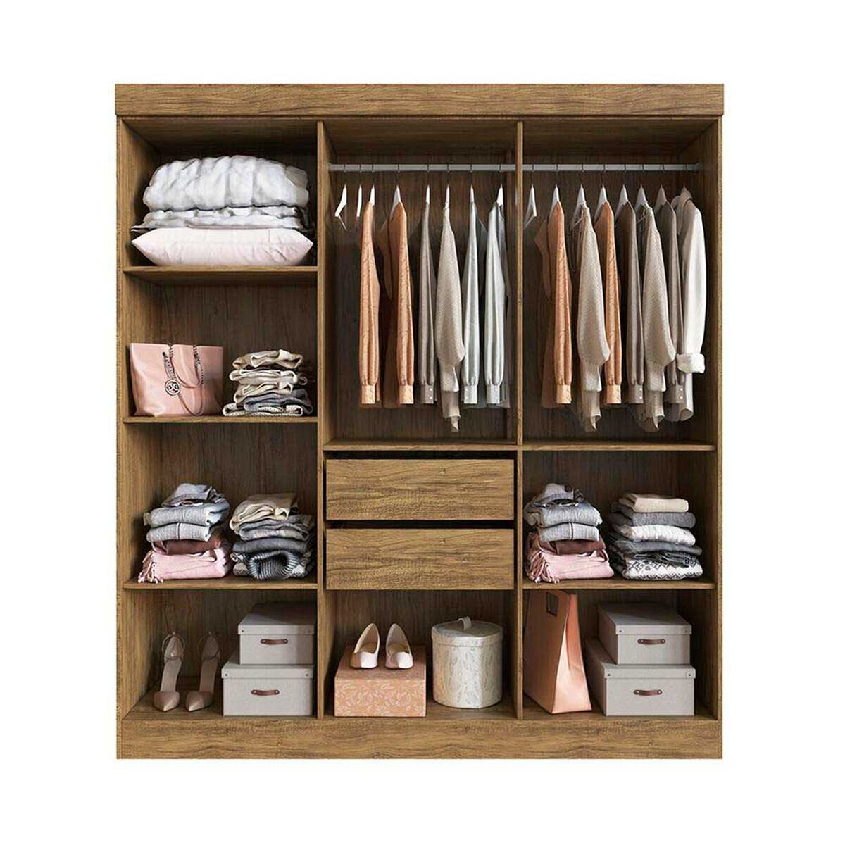 Cl&oacute;set Exit New Xangai 6 Puertas 2 Cajones Nuez y Beige