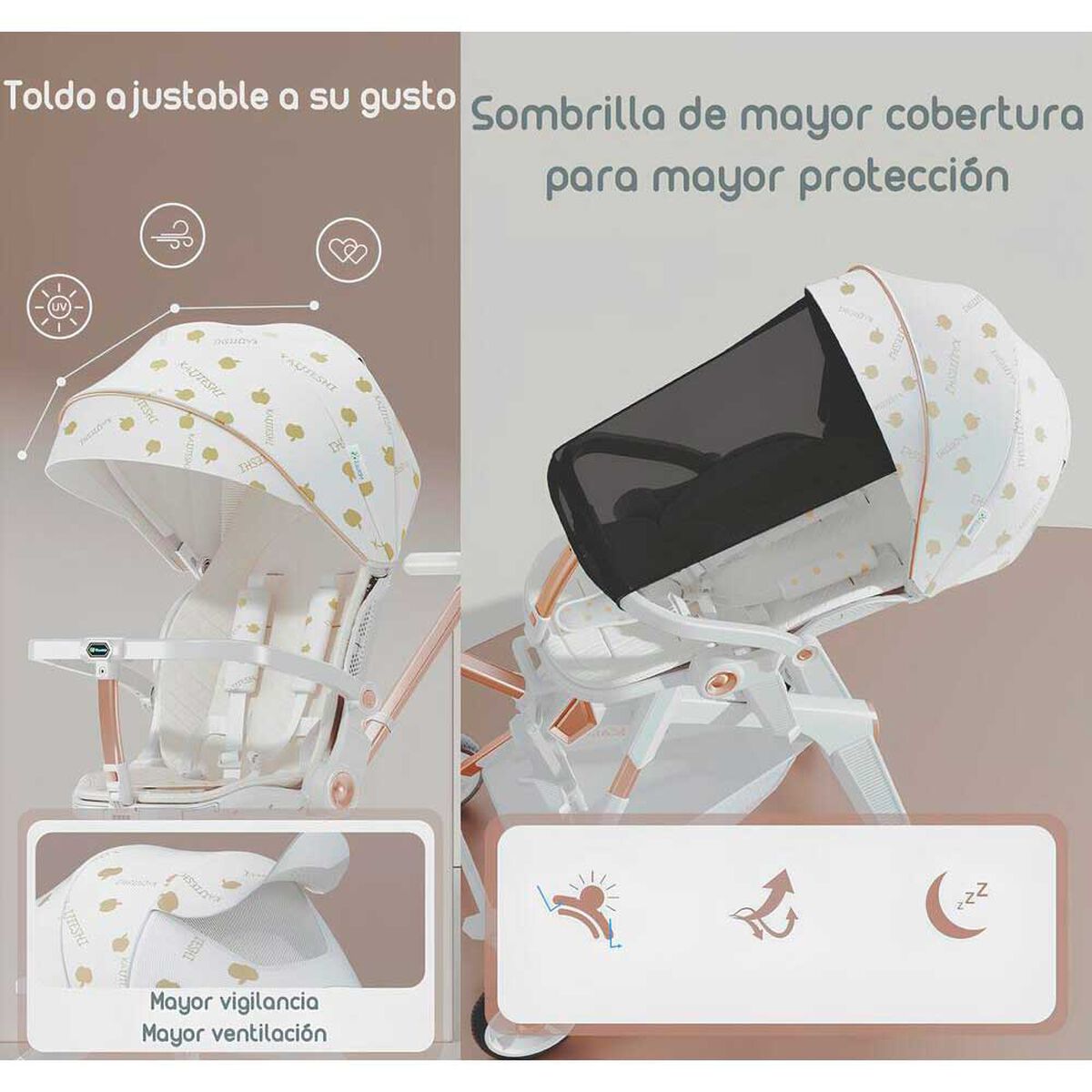Coche de Paseo 360° con Mesita Lubabycas Blanco