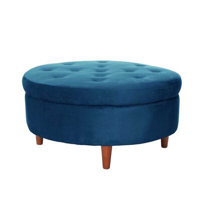 Pouf Latam Home Paris Tela Velvet Azul Petróleo