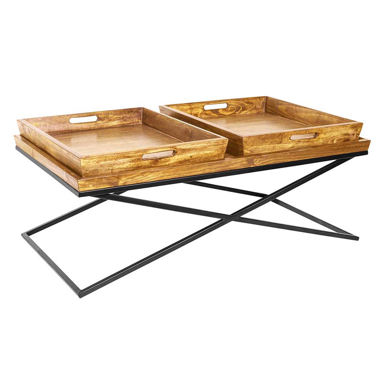 Mesa de Centro Innovamuebles Monarca 2 Bandejas Nogal Claro